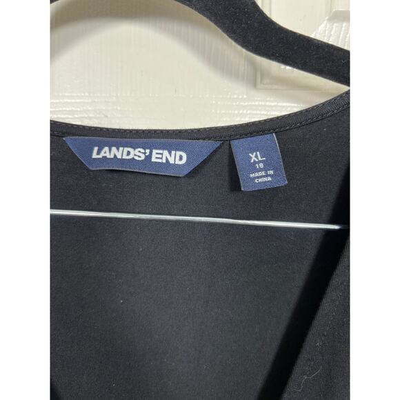 Lands End Faux Wrap Knee Length Cap Sleeve Summer Stretch Dress XL / 18 - Picture 3 of 8